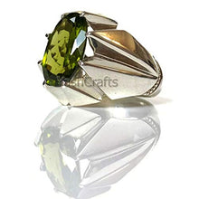 Load image into Gallery viewer, Peridot Ring, Mens Peridot Ring, Mens Designer Jewelry, 92.5 Sterling Silver, Arabic Design Ring, Peridot Ring, Gemstone Man's Ring, August Birthstone, Healing Power Ring, Valentineday Gift Ring
