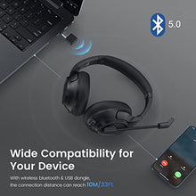 Load image into Gallery viewer, EKSA Bluetooth Headsets with Microphone &amp; USB Dongle, 30 Hours Talk Time &amp; 33ft Range, AI Environmental Noise Cancelling Mic, Over-Ear Wireless Headphone for PC/Laptop/Computer/Home/Work/Office/Zoom
