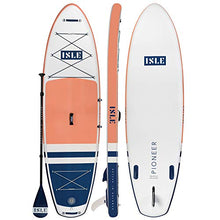 Load image into Gallery viewer, ISLE Pioneer Inflatable Stand Up Paddleboard &amp; iSUP Bundle Accessories &amp; Backpack — Wide Stance, Durable, Lightweight — 285 lbs Capacity (Coral Pink, 10'6" x 34" x 6")
