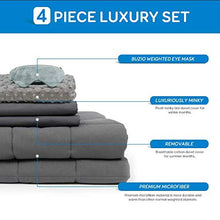 Load image into Gallery viewer, BUZIO Weighted Blanket 4 Piece Set with 2 Removable Duvet Covers &amp; 1 Weighted Sleep Mask, Heavy Blanket for Hot &amp; Cold Sleepers - Kids or Adults (60 x 80 inches - 15 lbs, Grey)
