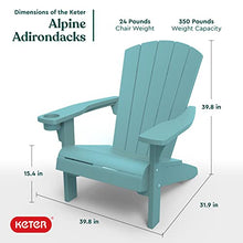 Load image into Gallery viewer, Keter 2 Pack Alpine Adirondack Resin Outdoor Furniture Patio Chairs with Cup Holder-Perfect for Beach, Pool, and Fire Pit Seating, Teal
