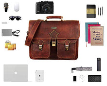 Load image into Gallery viewer, Vintage Leather Laptop Bags for Men Full Grain Large Leather Messenger bag for men 18 inches with rustic look Best leather briefcase by Hulsh
