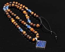 Load image into Gallery viewer, Natural Lapis Pendant Natural Lapis Hematite Tiger Eye Beaded Gemstone Necklace Best Friend Gift For Men Unisex Necklace Gift For Him
