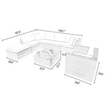 Load image into Gallery viewer, KaiMeng 8 Piece Patio Sofas Furniture Outdoor Lawn Garden Rattan Sets, Black Brown Wicker Conversation Sets Sectional Sofa with Seat Cushions and Single Sofa
