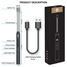 Load image into Gallery viewer, WestRiver Candle Lighter, USB Rechargeable Electric Arc Lighter with Safety Lock &amp; Power Indicator, Portable Flameless Windproof Plasma Lighters with Long Flexible Neck &amp; Aluminum Case (Elegant Black)
