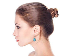 Load image into Gallery viewer, Bali Style Teardrop Scroll Filigree Scroll Light Blue Larimar Leverback Dangle Earrings For Women 925 Sterling Silver
