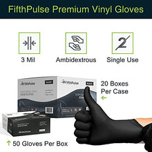Load image into Gallery viewer, Black Vinyl Disposable Gloves Medium 50 Pack - Latex Free, Powder Free Medical Exam Gloves - Surgical, Home, Cleaning, and Food Gloves - 3 Mil Thickness
