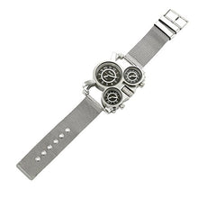 Load image into Gallery viewer, Oct17 Men's Military Quartz Analog Wrist Watch Stainless-Steel Metal Mesh Clock Strap Durable Sub Dials Multi Time Zone Chronograph for Man Oversize Gunmetal
