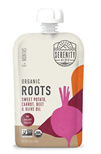 Load image into Gallery viewer, Serenity Kids Baby Food, Organic Sweet Potato, Carrot and Beet with Olive Oil, For 6+ Months, 3.5 Ounce Pouch (12 Pack)
