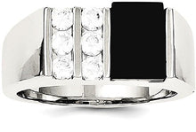 Load image into Gallery viewer, 925 Sterling Silver Mens Cubic Zirconia Cz Black Onyx Band Ring Size 10.00 Man Fine Jewelry For Dad Mens Gifts For Him
