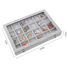 Load image into Gallery viewer, STYLIFING Clear Lid Velvet 24 Grid Jewelry Tray Transparent Jewelry Display Showcase Lockable Felt Jewelry Storage Organizer Charm Box Holder Gifts for Girls Women
