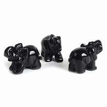 Load image into Gallery viewer, Justinstones Carved Natural Black Obsidian Gemstone Elephant Healing Guardian Statue Figurine Crafts 2 inch
