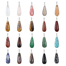 Load image into Gallery viewer, Healing Stone Pendant 24pcs Oval Long Tears Water Drop Chakra Charm Semi-Precious Gemstone Rock Crystal Quartz Stone Pendants for Necklace Jewelry Making
