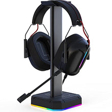 Load image into Gallery viewer, Headphone Stand Gaming Headset Holder with RGB Light,Suitable for Most Headphone Such as Gaming Headphone/Bluetooth Headphone/Telephone Headset (Basic Black)
