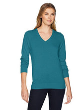Load image into Gallery viewer, Amazon Essentials Women's Lightweight Long-Sleeve V-Neck Sweater, Teal Heather, Medium
