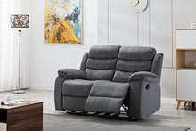 Load image into Gallery viewer, Kingway Modern Fabric 3pcs Reclining Set for Living Rooms Upholstered Manual Motion Couches Sofas, 3+2 SEAT, Gray
