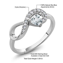 Load image into Gallery viewer, Gem Stone King 925 Sterling Silver Heart Shape Sky Blue Aquamarine Women's Infinity Ring (0.39 Cttw) (Size 7)
