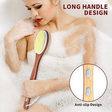 Load image into Gallery viewer, Metene Shower Brush with Upgrade 17-inch Rosewood Handle, Double-Sided Body Brush with Stiff and Soft Natural Bristles for Wet or Dry Brushing, Back Scrubber for Gentle Exfoliating and Clean Easily
