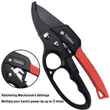 Load image into Gallery viewer, gonicc 8" Professional Ratchet Anvil Pruning Shears (GPPS-1011), Ratcheting Mechanism, Anvil Groove Design, Reinforced Design Handle, Garden Shears Clippers, Anvil Pruner, Hand Tools Scissors Loppers
