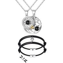 Load image into Gallery viewer, Thunaraz Matching Necklace Bracelets for Couples Sun and Moon Magnetic Projection Necklace Couples Bracelets Relationship Best Friend Bracelets Couples Jewelry

