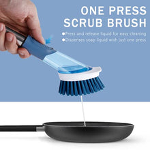 Load image into Gallery viewer, NileHome Dish Brush with Soap Dispenser Kitchen Dish Scrub Brush with Replaceable PP Brush Head Soap Dispensing Dish Brush with Stainless Steel Handle Kitchen Brushes for Dishes, Pots
