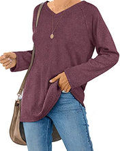 Load image into Gallery viewer, Fall Sweaters For Women Plain Tunic Shirts Purple Pullover Loose Fitting Clothes L
