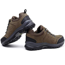 Load image into Gallery viewer, CAMEL CROWN Mens Hiking Shoes Low Cut Boots Leather Walking Shoes for Outdoor Trekking Training Casual Work Khaki/Black
