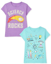 Load image into Gallery viewer, The Children's Place Girls' Short Sleeve Graphic T-Shirt 2-Pack, Science/Science Rocks, Small (5/6)
