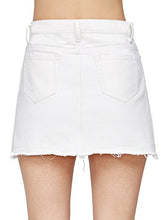 Load image into Gallery viewer, Verdusa Women's Casual Distressed Fray Hem A-Line Denim Short Skirt White XL
