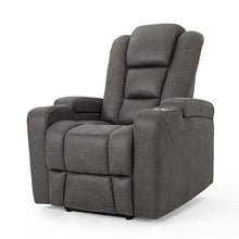Load image into Gallery viewer, Christopher Knight Home Emersyn Tufted Microfiber Power Recliner with Arm Storage and USB Cord, Slate / Black
