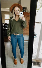 Load image into Gallery viewer, Viracy Womens Fall Tops, Girls Puff Long Sleeve Deep V Neck Blouse Sexy Lace Hallow Out Easy Fit Trendy Classic Shirt A-Line Design Clothes to Wear with Leggings Army Green Small
