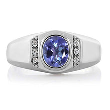 Load image into Gallery viewer, Gem Stone King 1.36 Ct Purple Blue Mystic Topaz White Created Sapphire 925 Sterling Silver Men's Ring (Size 11)
