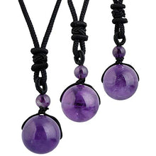 Load image into Gallery viewer, TUMBEELLUWA Amethyst Stone Bead Pendant Necklace Amulet Reiki Healing Crystal with Nylon Cord Handmade Jewelry for Women
