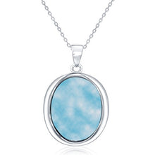 Load image into Gallery viewer, Sterling Silver Oval Natural Larimar Pendant with 18" Chain
