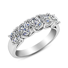 Load image into Gallery viewer, 1 Carat (ctw) 14K Yellow Gold Round Diamond Ladies 5 Five Stone Wedding Anniversary Stackable Ring Band Value Collection
