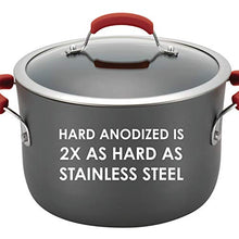 Load image into Gallery viewer, Rachael Ray Brights Hard Anodized Nonstick Cookware Pots and Pans Set, 12 Piece, Gray with Red Handles
