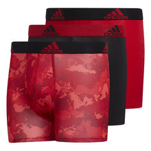 Load image into Gallery viewer, adidas Kids-Boy's Performance Boxer Briefs Underwear (3-Pack), Scarlet Continent Camo/Black/Scarlet, Small
