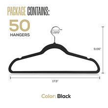 Load image into Gallery viewer, Utopia Home Premium Velvet Hangers - Pack of 50-360-degree rotatable Hook - Durable &amp; Slim - Non Slip Hangers for Coat Hangers - Pant Hangers - Black
