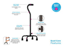 Load image into Gallery viewer, NOVA Medical Products Heavy Duty Quad Cane with Large Base, Black, 4.5 Pound (5710BK)
