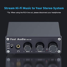 Load image into Gallery viewer, Fosi Audio Q4 - Mini Stereo Gaming DAC &amp; Headphone Amplifier, 24-Bit/192 KHz USB/Optical/Coaxial to RCA AUX, Digital-to-Analog Audio Converter Adapter for Home/Desktop Powered/Active Speakers - Black
