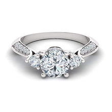 Load image into Gallery viewer, Diamondere Natural and IGI Certified Diamond Engagement Ring in 14K White Gold | 1.15 Carat Three Stone Ring for Women, US Size 6
