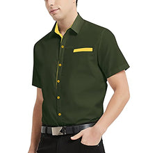 Load image into Gallery viewer, Ranberone Mens Casual Cotton Short Sleeve Dress Shirt Slim Fit Contrast Collar Button Down Shirts(Olive Green,Large)
