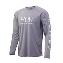 Load image into Gallery viewer, Huk Men's Pursuit Vented Long Sleeve 30 UPF Fishing Shirt, Sharkskin, X-Large
