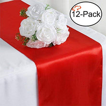 Load image into Gallery viewer, Tiger Chef 12-Pack Red 12 x 108 inches Long Satin Table Runner for Wedding, Table Runners fit Rectangle and Round Table Decorations for Birthday Parties, Banquets, Graduations, Engagements
