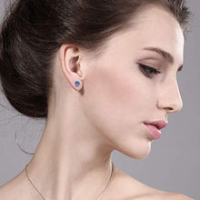 Load image into Gallery viewer, Gem Stone King 14K White Gold Stud Earrings Persian Blue Round Created Moissanite 2.00ct DEW
