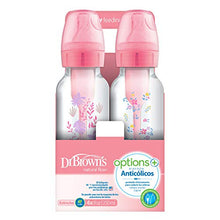 Load image into Gallery viewer, Dr. Brown's Options+ Baby Bottles, 8 oz/250ml, Narrow Bottle, Pink Floral Designs, 4 Pack
