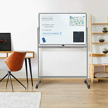 Load image into Gallery viewer, Double Sided Rolling Whiteboard, 48 x 32 inches Large Mobile Whiteboard Magnetic Movable White Board Dry Erase Stand Whiteboard on Wheels Classroom Home Office Marker Board Gray
