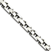 Load image into Gallery viewer, ICE CARATS Stainless Steel 14k White Gold Accents Diamonds 8.5 Inch Bracelet Man Link Men Fine Jewelry for Dad Mens Gifts for Him
