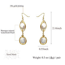 Load image into Gallery viewer, Baroque Pearl Dangle Earrings 14K Gold Plated with Natural Freshwater Pearl Demon Eye 2x Pearls Earring for Women Girl Gifts Present Valentines Birthday Anniversary Mothers Day Christmas
