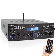 Load image into Gallery viewer, Wireless Bluetooth Power Amplifier System - 200W Dual Channel Sound Audio Stereo Receiver w/ USB, SD, AUX, MIC IN w/ Echo, Radio, LCD - For Home Theater Entertainment via RCA, Studio Use - Pyle PDA6BU

